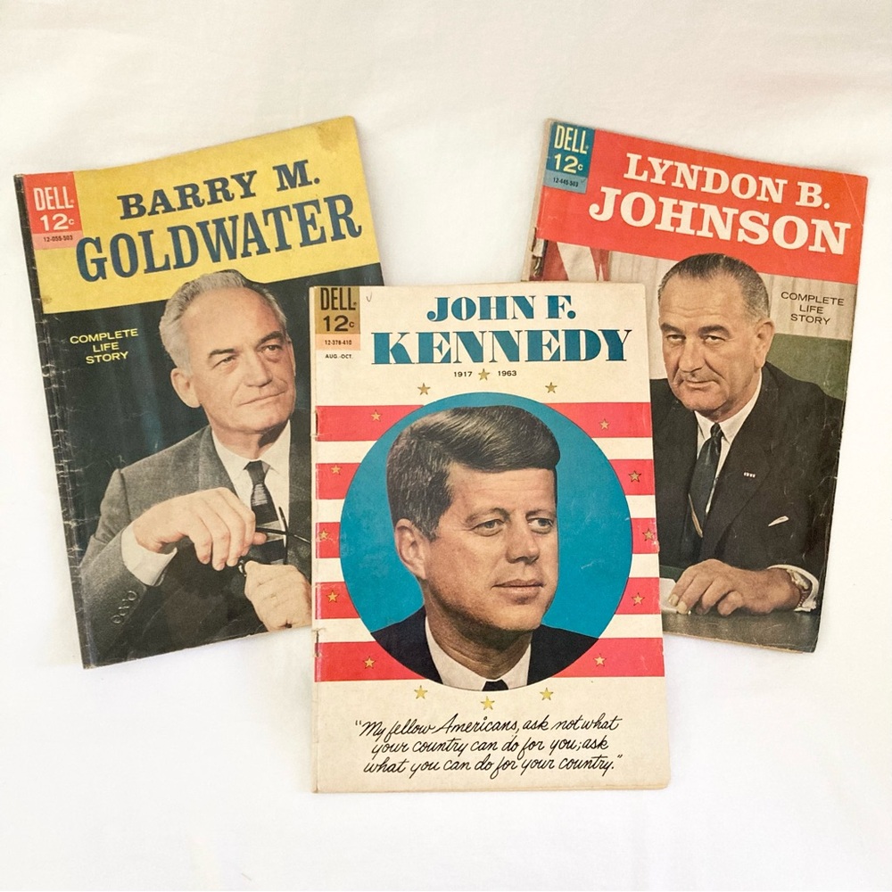 Vtg Dell Comics American Politicians: JFK, Lyndon B. Johnson, Barry M. Goldwater